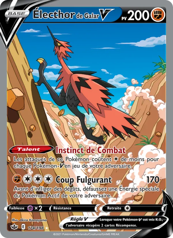 Scan HD carte Pokémon Électhor de Galar V 174/198 — Règne de Glace