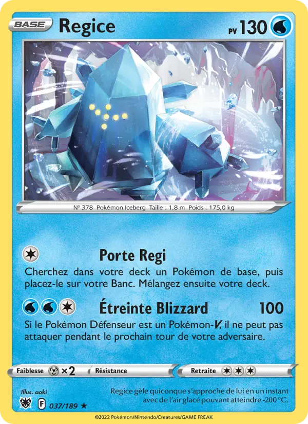 Scan HD carte Pokémon Regice 037/189 — Astres Radieux
