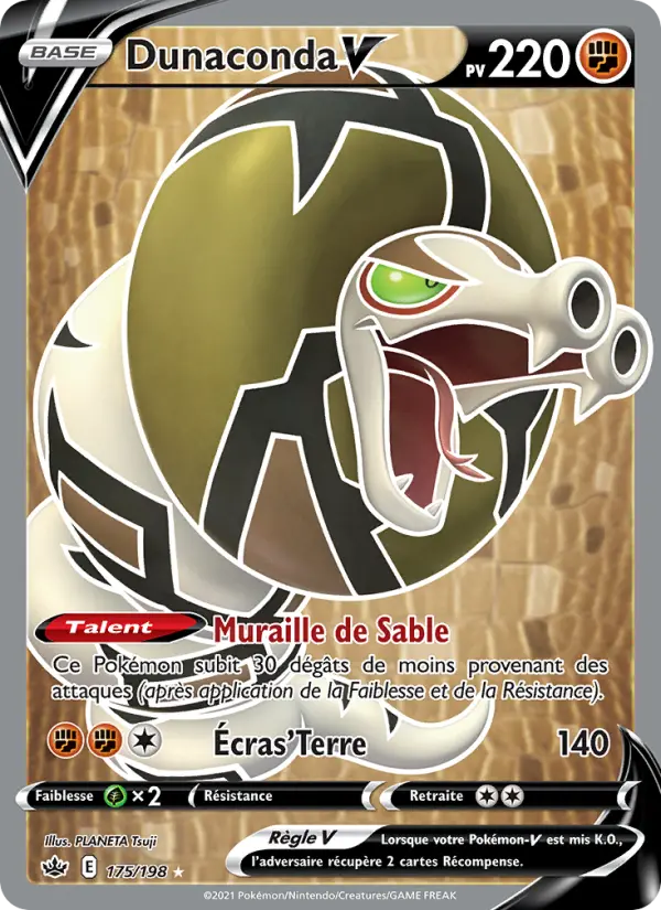 Scan HD carte Pokémon Dunaconda V 175/198 — Règne de Glace