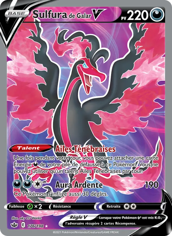 Scan HD carte Pokémon Sulfura de Galar V 176/198 — Règne de Glace
