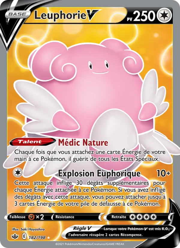 Scan HD carte Pokémon Leuphorie V 182/198 — Règne de Glace