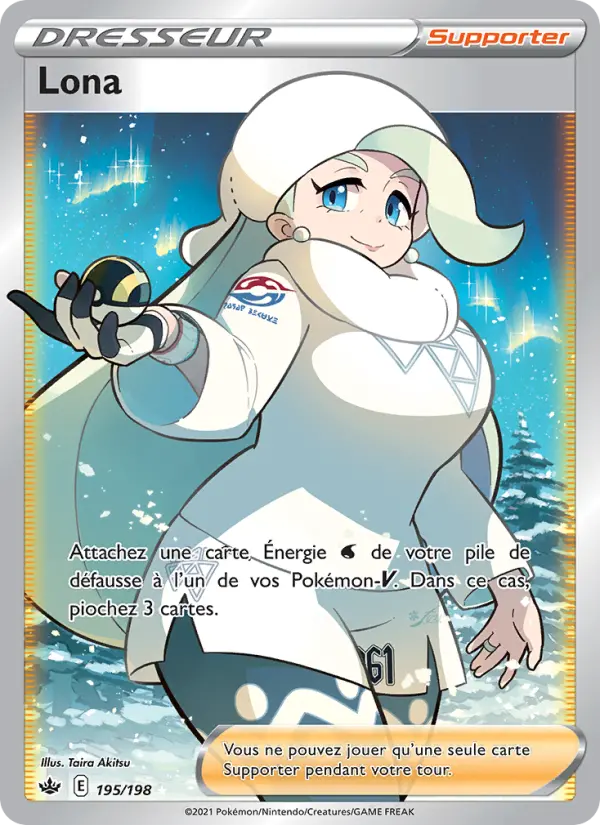 Scan HD carte Pokémon Lona 195/198 — Règne de Glace