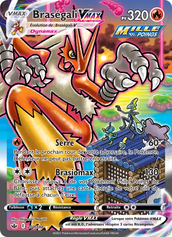 Scan HD carte Pokémon Braségali VMAX 201/198 — Règne de Glace