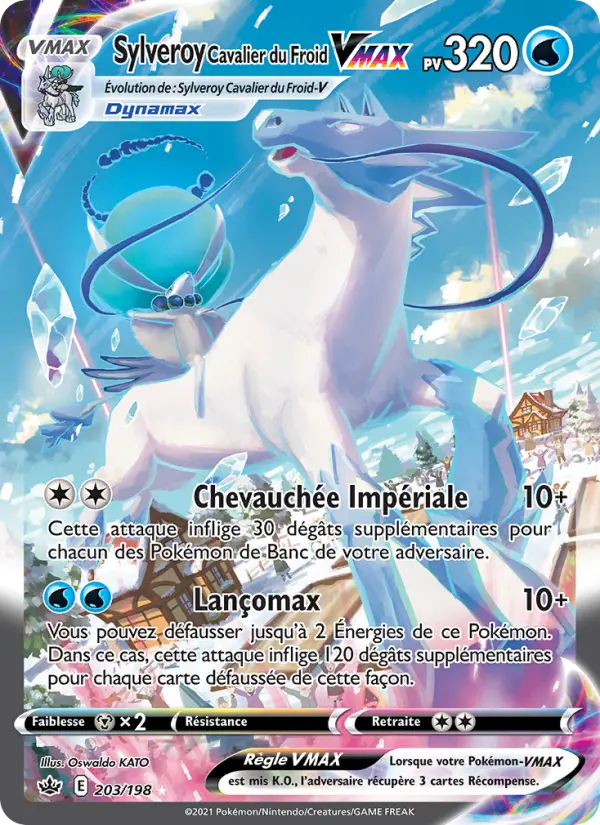 Scan HD carte Pokémon Sylveroy Cavalier du Froid VMAX 203/198 — Règne de Glace