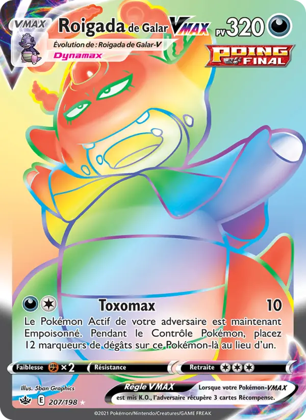 Scan HD carte Pokémon Roigada de Galar VMAX 207/198 — Règne de Glace