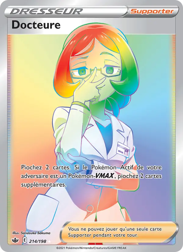 Scan HD carte Pokémon Docteure 214/198 — Règne de Glace