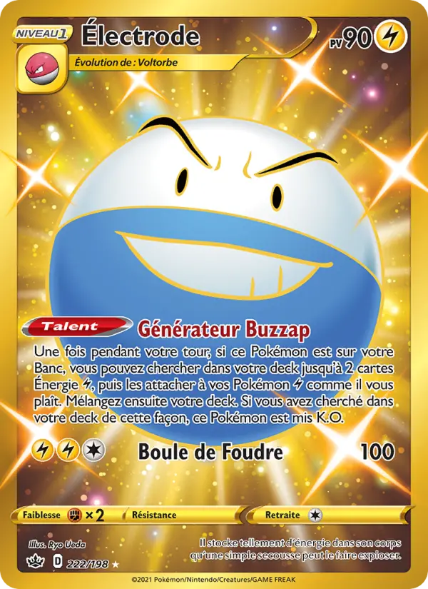 Scan HD carte Pokémon Électrode 222/198 — Règne de Glace
