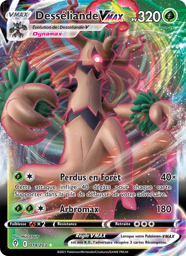 Scan HD carte Pokémon Desséliande VMAX 14/203 — Évolution Céleste