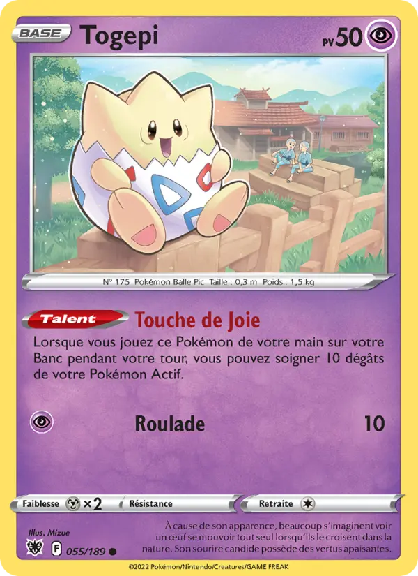 Scan HD carte Pokémon Togepi 055/189 — Astres Radieux