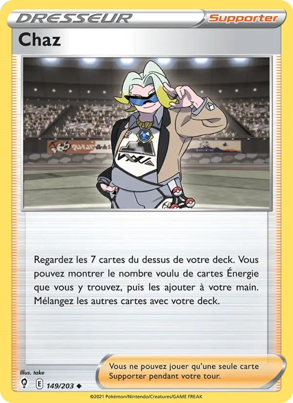 Scan HD carte Pokémon Chaz 149/203 — Évolution Céleste