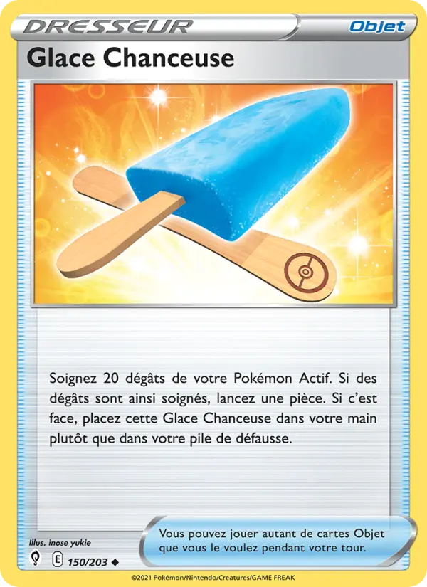 Scan HD carte Pokémon Glace Chanceuse 150/203 — Évolution Céleste