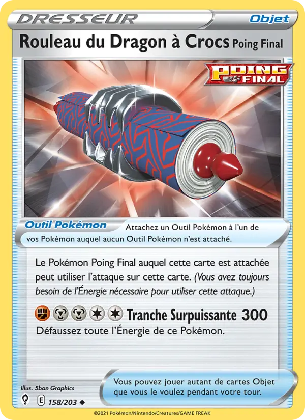 Scan HD carte Pokémon Rouleau du Dragon à Crocs Poing Final 158/203 — Évolution Céleste