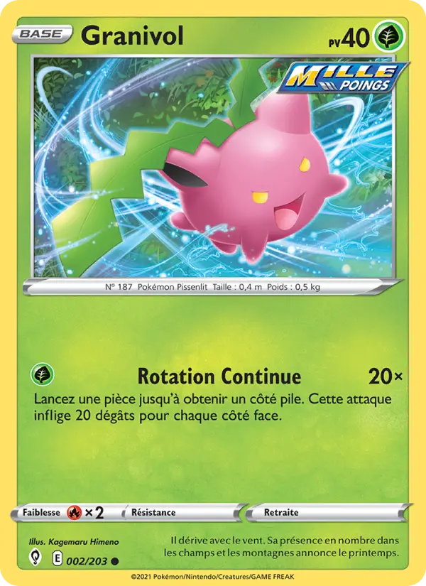 Scan HD carte Pokémon Granivol 2/203 — Évolution Céleste
