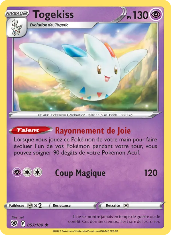 Scan HD carte Pokémon Togekiss 057/189 — Astres Radieux