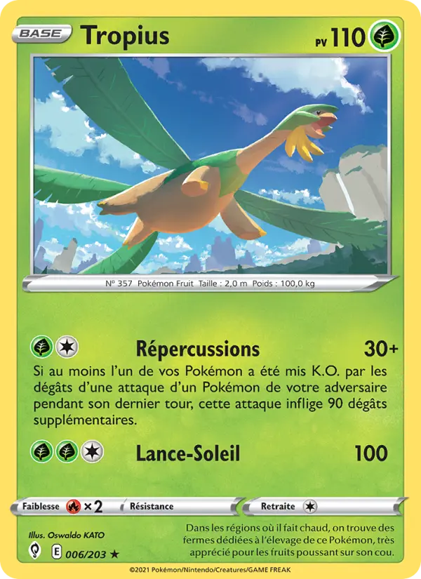 Scan HD carte Pokémon Tropius 6/203 — Évolution Céleste