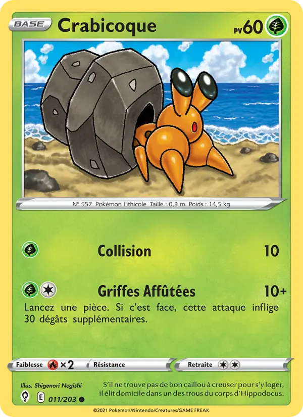 Scan HD carte Pokémon Crabicoque 11/203 — Évolution Céleste