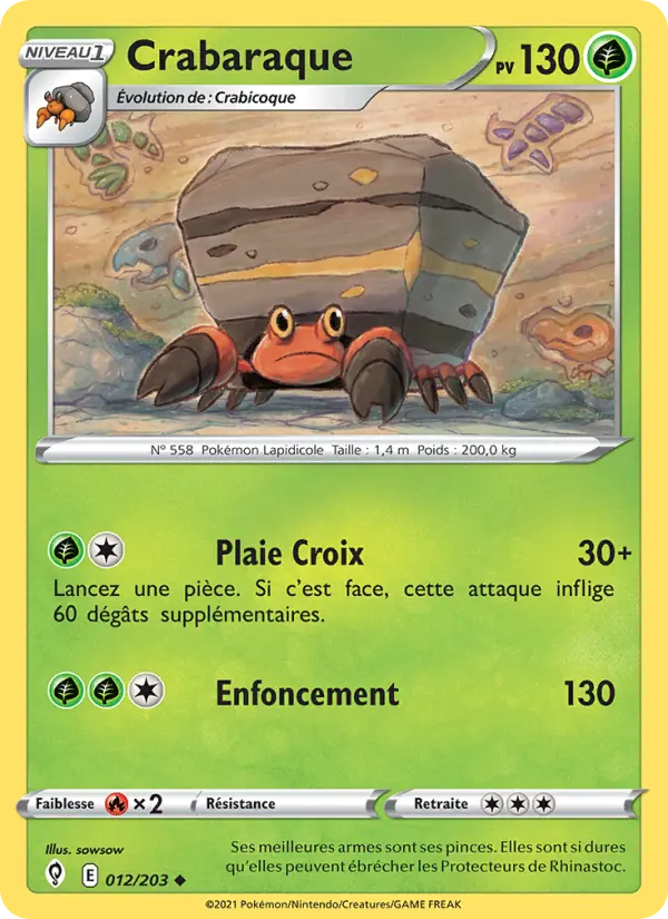 Scan HD carte Pokémon Crabaraque 12/203 — Évolution Céleste