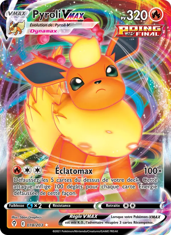 Scan HD carte Pokémon Pyroli VMAX 18/203 — Évolution Céleste