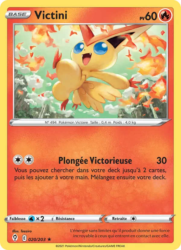 Scan HD carte Pokémon Victini 20/203 — Évolution Céleste
