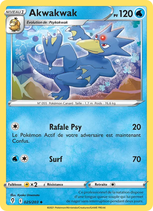 Scan HD carte Pokémon Akwakwak 25/203 — Évolution Céleste
