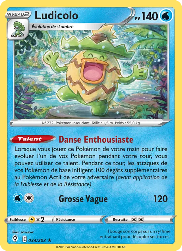 Scan HD carte Pokémon Ludicolo 34/203 — Évolution Céleste