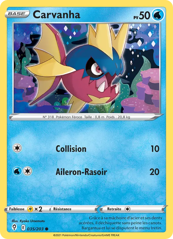 Scan HD carte Pokémon Carvanha 35/203 — Évolution Céleste
