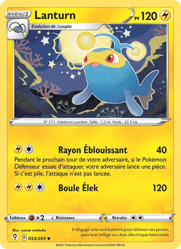 Scan HD carte Pokémon Lanturn 53/203 — Évolution Céleste