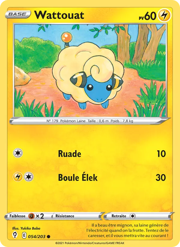 Scan HD carte Pokémon Wattouat 54/203 — Évolution Céleste