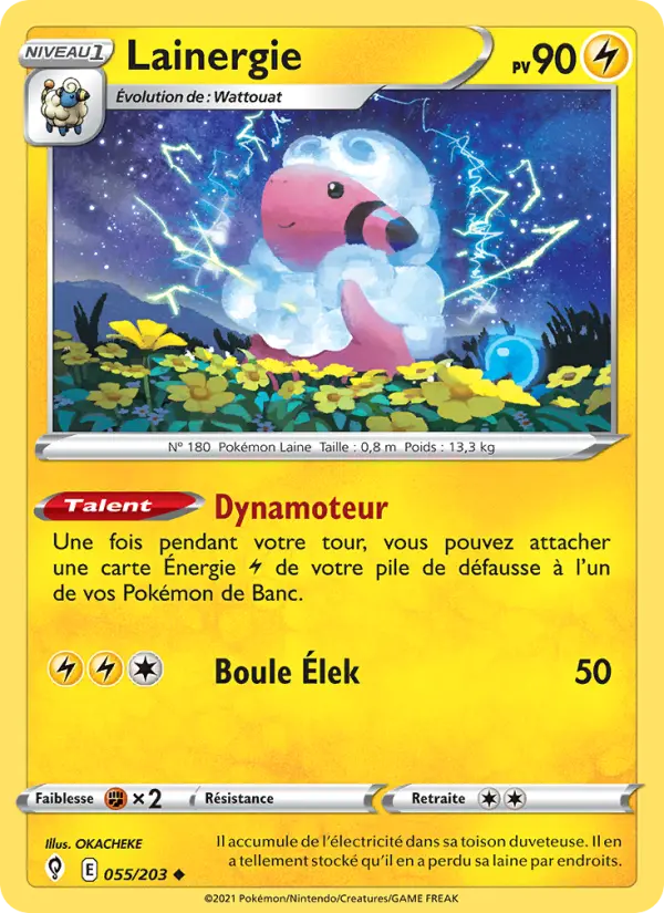 Scan HD carte Pokémon Lainergie 55/203 — Évolution Céleste