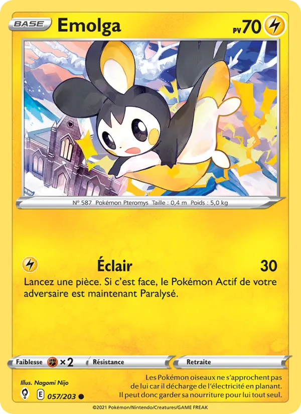 Scan HD carte Pokémon Emolga 57/203 — Évolution Céleste