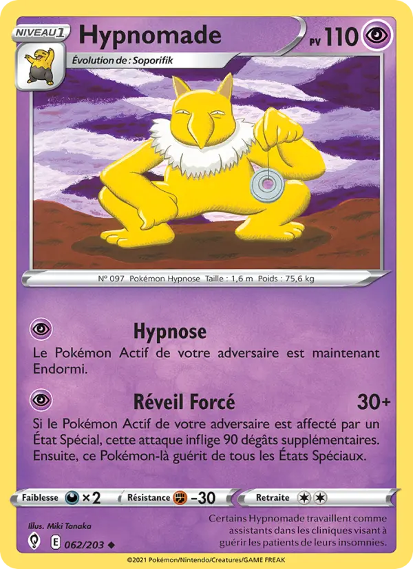 Scan HD carte Pokémon Hypnomade 62/203 — Évolution Céleste