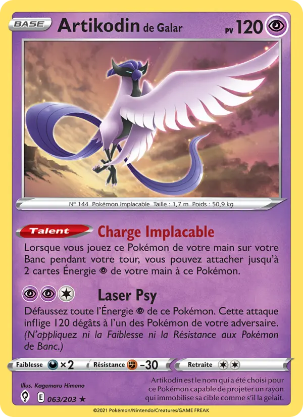 Scan HD carte Pokémon Artikodin de Galar 63/203 — Évolution Céleste