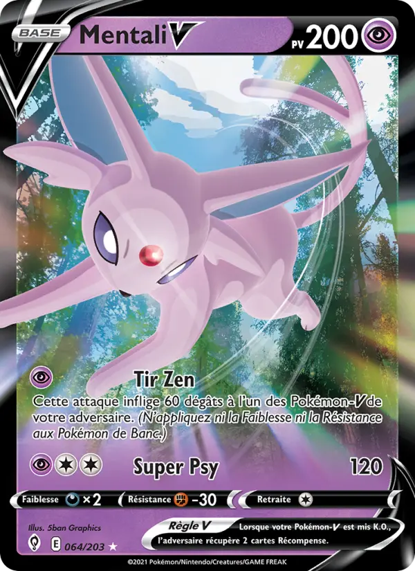Scan HD carte Pokémon Mentali V 64/203 — Évolution Céleste