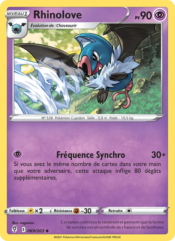 Scan HD carte Pokémon Rhinolove 69/203 — Évolution Céleste
