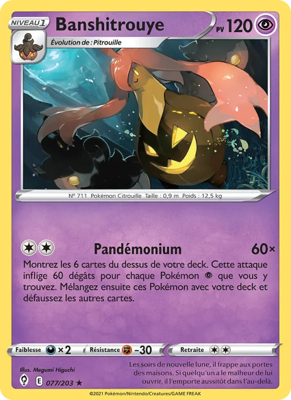 Scan HD carte Pokémon Banshitrouye 77/203 — Évolution Céleste