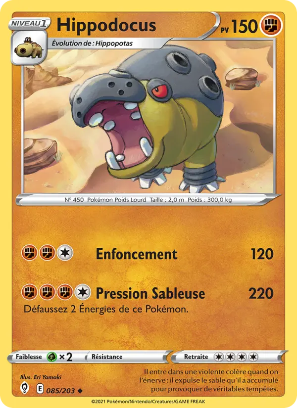 Scan HD carte Pokémon Hippodocus 85/203 — Évolution Céleste