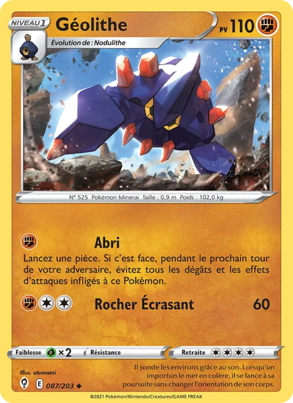 Scan HD carte Pokémon Géolithe 87/203 — Évolution Céleste