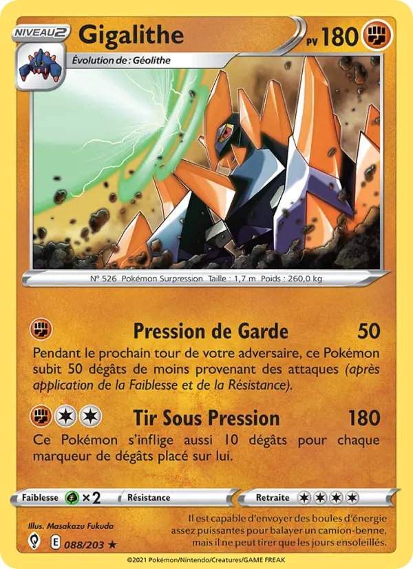 Scan HD carte Pokémon Gigalithe 88/203 — Évolution Céleste