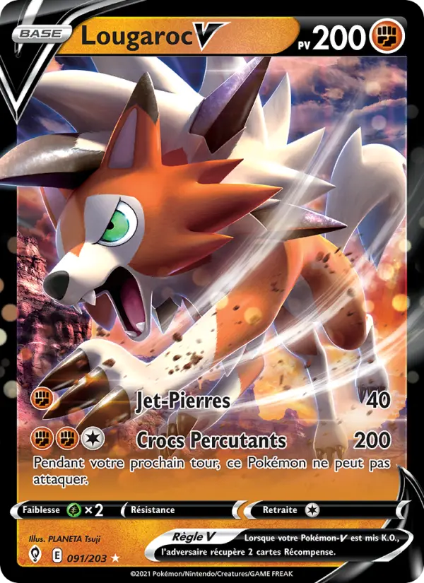 Scan HD carte Pokémon Lougaroc V 91/203 — Évolution Céleste