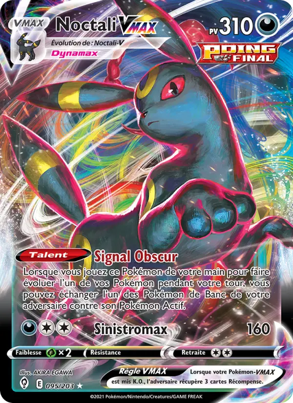 Scan HD carte Pokémon Noctali VMAX 95/203 — Évolution Céleste