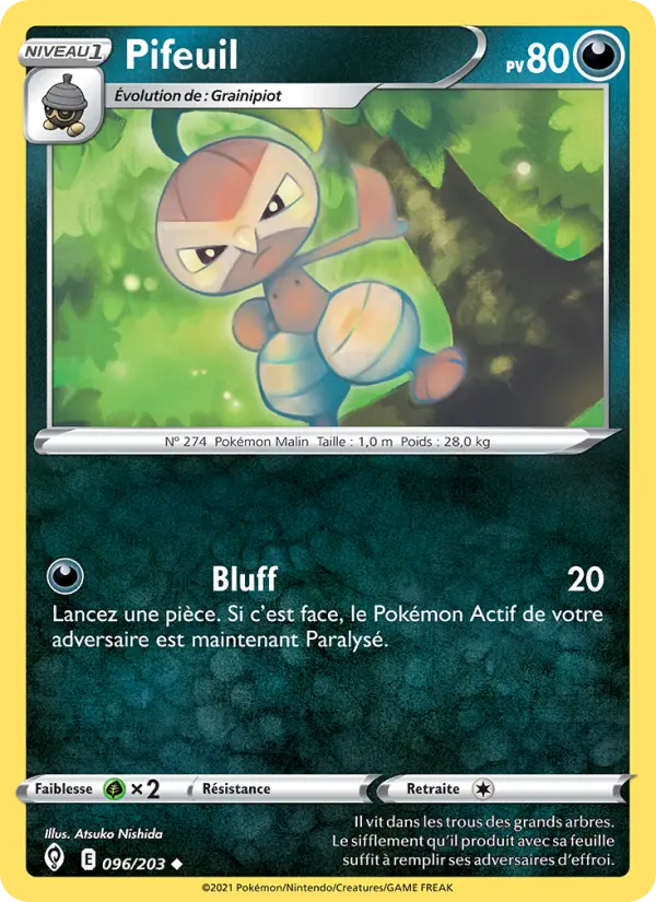 Scan HD carte Pokémon Pifeuil 96/203 — Évolution Céleste