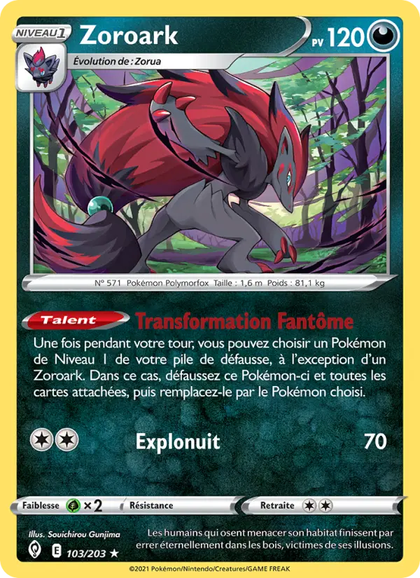Scan HD carte Pokémon Zoroark 103/203 — Évolution Céleste