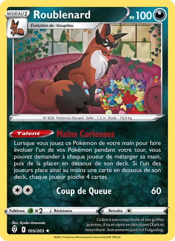 Scan HD carte Pokémon Roublenard 105/203 — Évolution Céleste