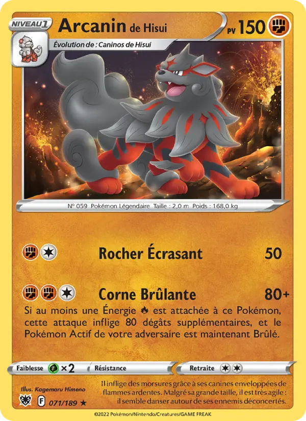 Scan HD carte Pokémon Arcanin de Hisui 071/189 — Astres Radieux