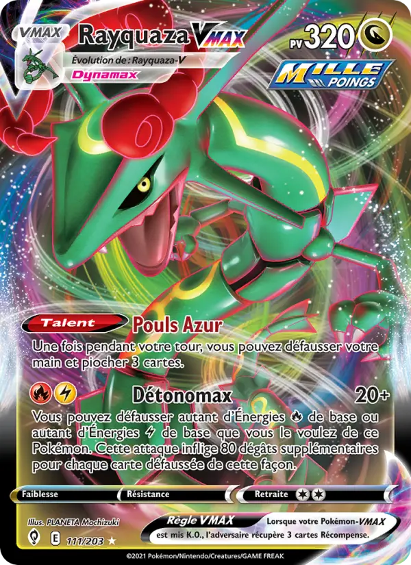 Scan HD carte Pokémon Rayquaza VMAX 111/203 — Évolution Céleste