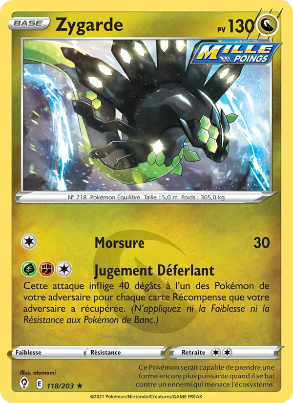 Scan HD carte Pokémon Zygarde 118/203 — Évolution Céleste