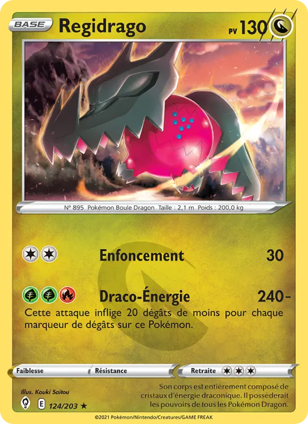 Scan HD carte Pokémon Regidrago 124/203 — Évolution Céleste