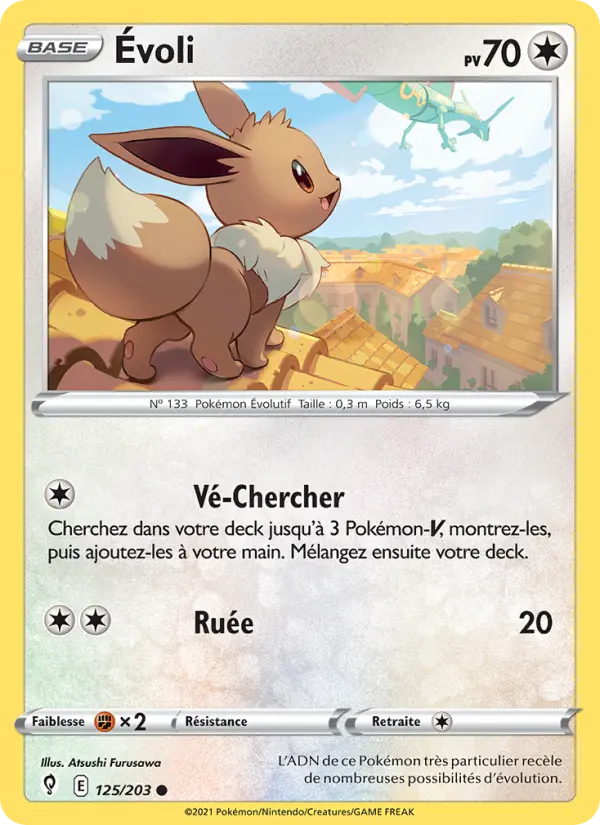 Scan HD carte Pokémon Évoli 125/203 — Évolution Céleste