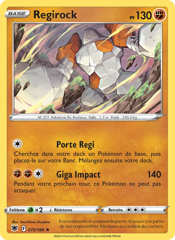 Scan HD carte Pokémon Regirock 075/189 — Astres Radieux