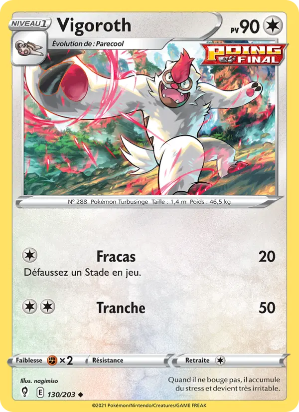 Scan HD carte Pokémon Vigoroth 130/203 — Évolution Céleste